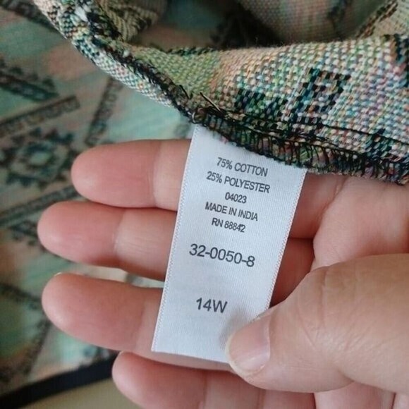 Roamans Jacket Sz 14W Southwestern Tapestry Artsy Aztec Open Boxy Short Jacquard - Picture 3 of 5